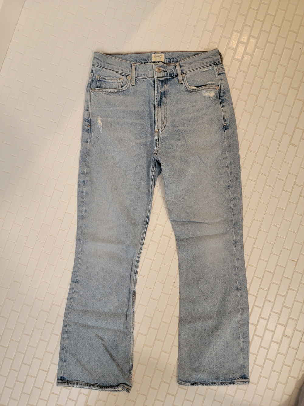 Citizens Of Humanity Light Blue Cropped Straight Jeans Size 27